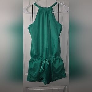 Twelve by Twelve Teal Halter Silky Gorgeous Romper Medium ♥️
